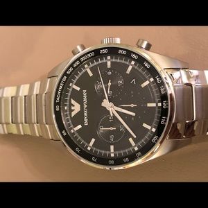 Armani Emporio Sigma Black Dial Chrono Silver